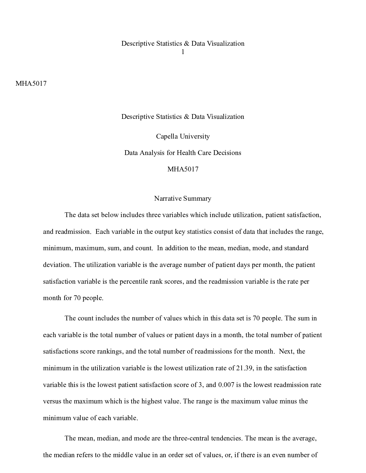 Preview image of Assignment 1 Unit 3.docx  Descriptive Statistics & Data Visualization document